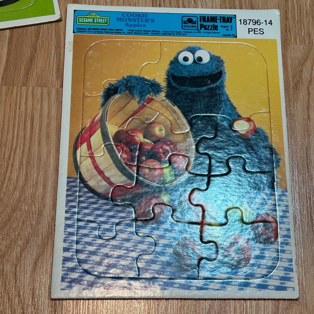 Sesame Street‎ Puzzles: Ernie, Cookie Monster & Oscar 3 Vintage Golden